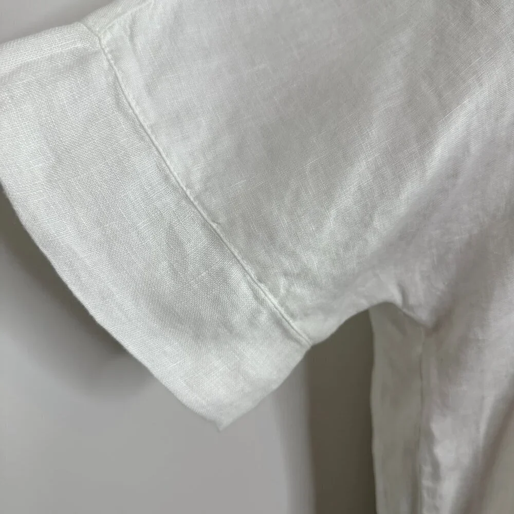 NWT Grand Greece Women’s M White 3/4 Sleeve 100% Linen Resort Wear Top Blouse - Picture 6 of 14